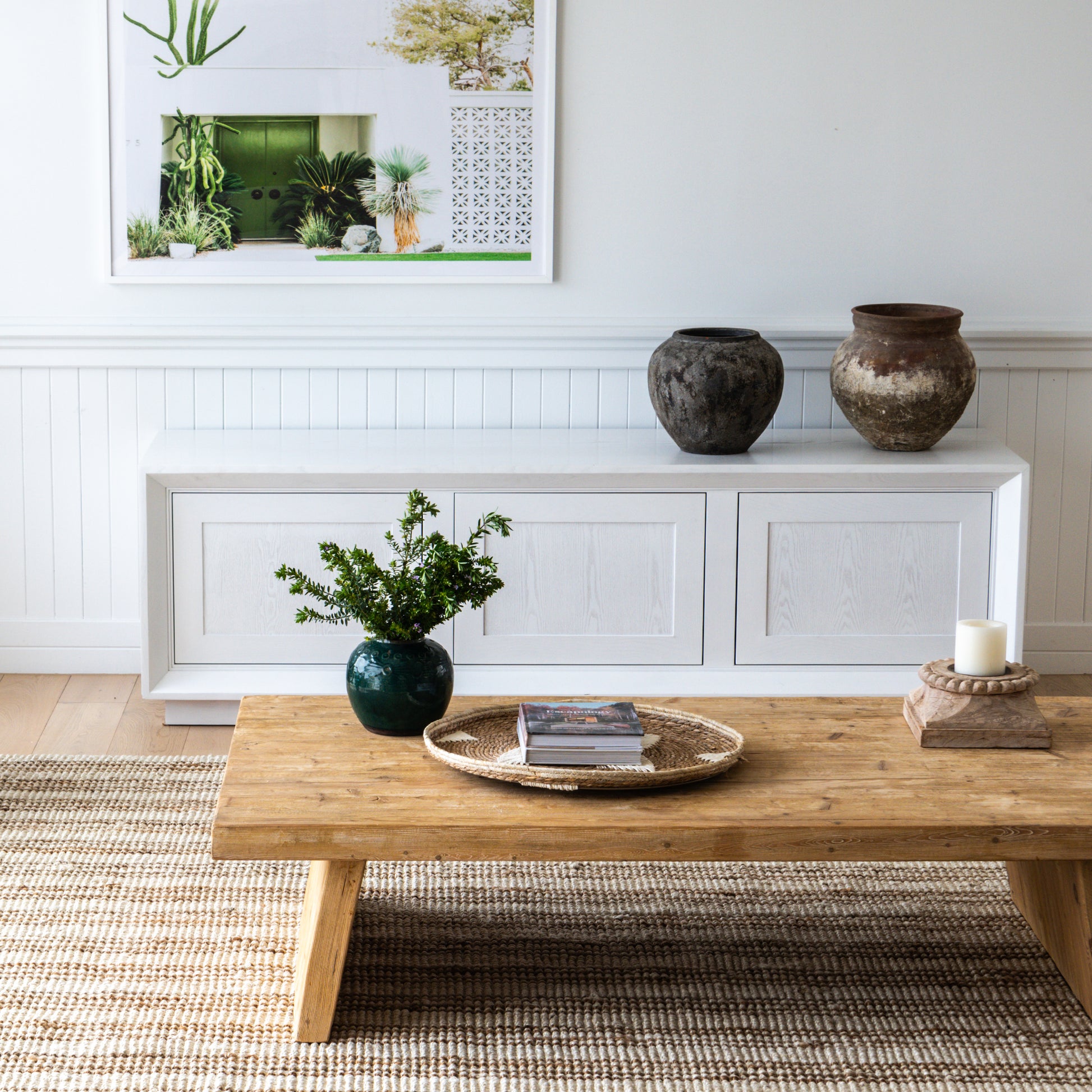 White with natural stripes