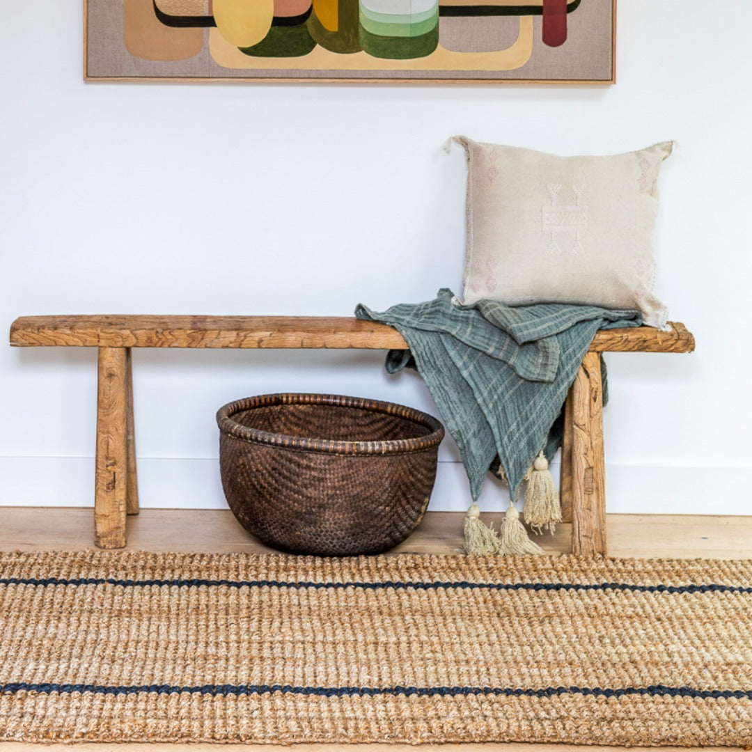 Bailey stripe runner natural with graphite stripe