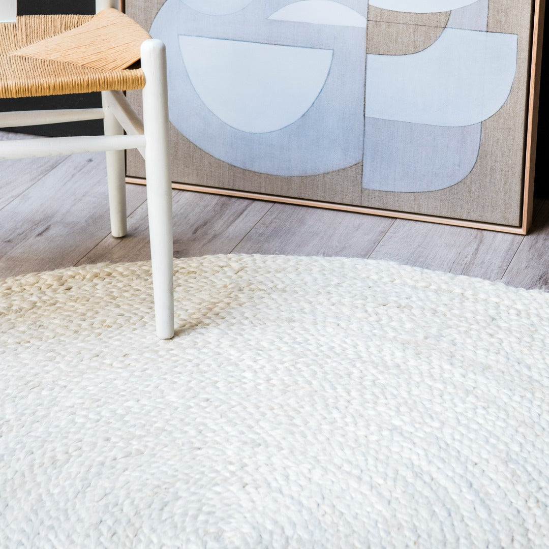 Bleached White Round Rug - Round Jute Rug