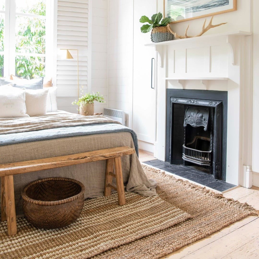 Osbourne stripe jute runner and extra large rug