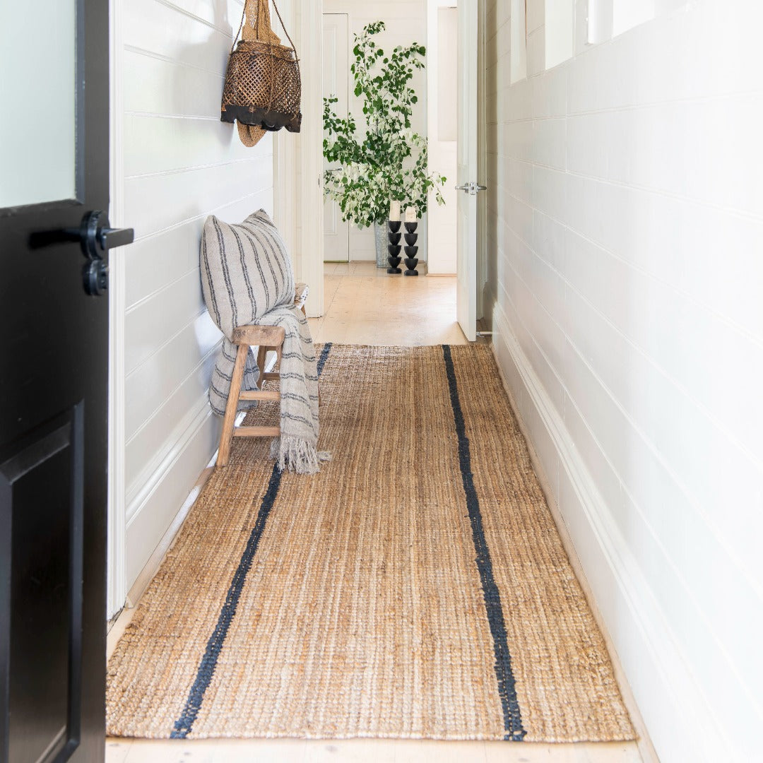 Bailey stripe Jute Runner 3m - Hallway Runner Rug