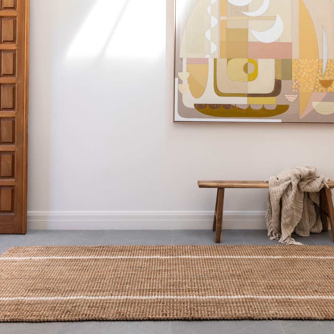 Robinson Stripe Jute Runner Rug - Hallway Runner Rug